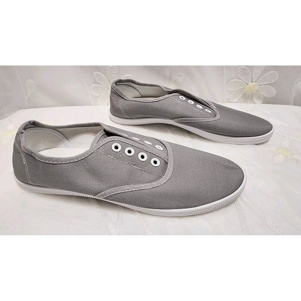Venuscelia Women 9 M Gray Blaze Canvas Slip On Classic Skater Sneaker Flats